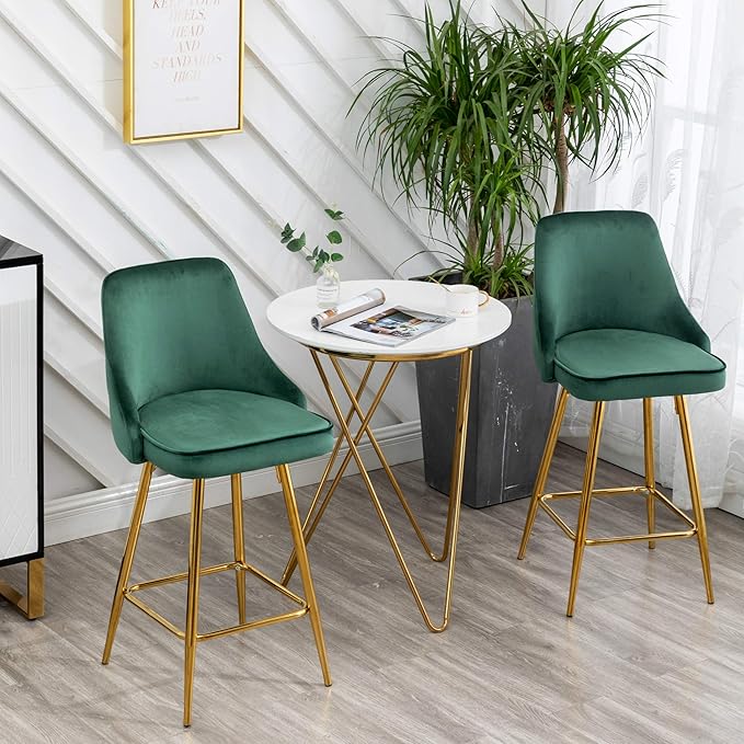 BTEXPERT Set of 2 Pack, upholstered Dining Bar Chairs Footrest High Back - Image 2