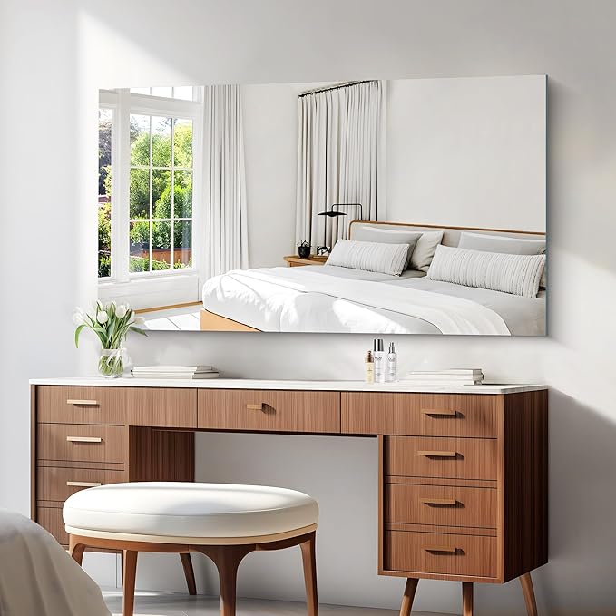 KOCUUY Large Frameless Mirror, 55x30 Inch Rectangle Bathroom Vanity Mirror - Image 2