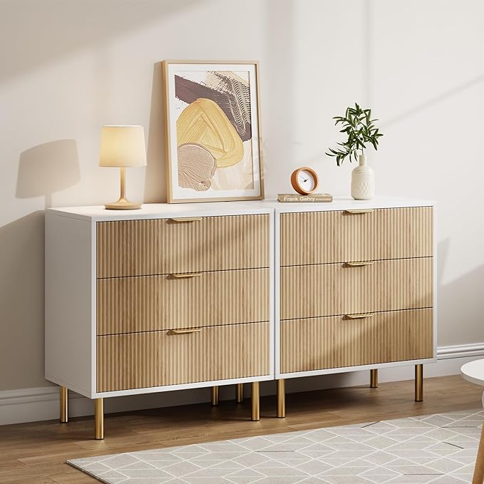 GarveeHome Natural Dresser, Modern 3 Drawer Dresser - Image 5