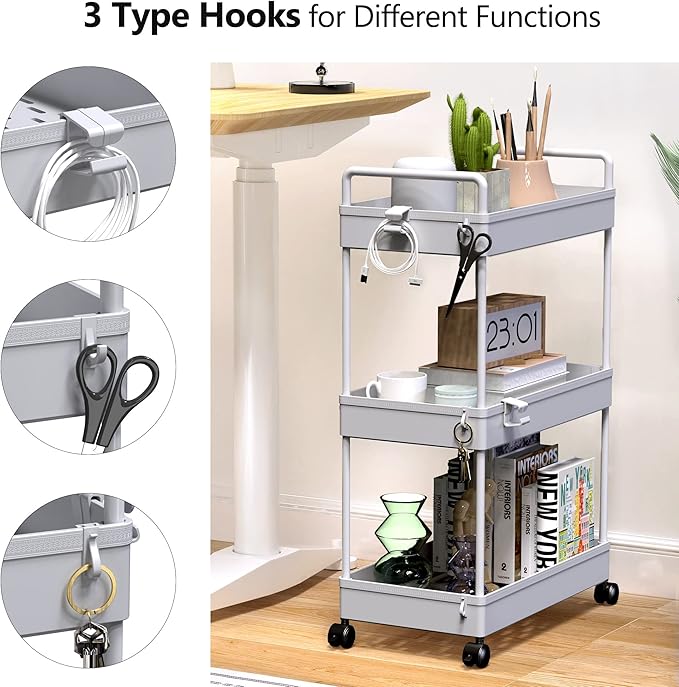 SOLEJAZZ 3 Tier Rolling Storage Cart - Image 3