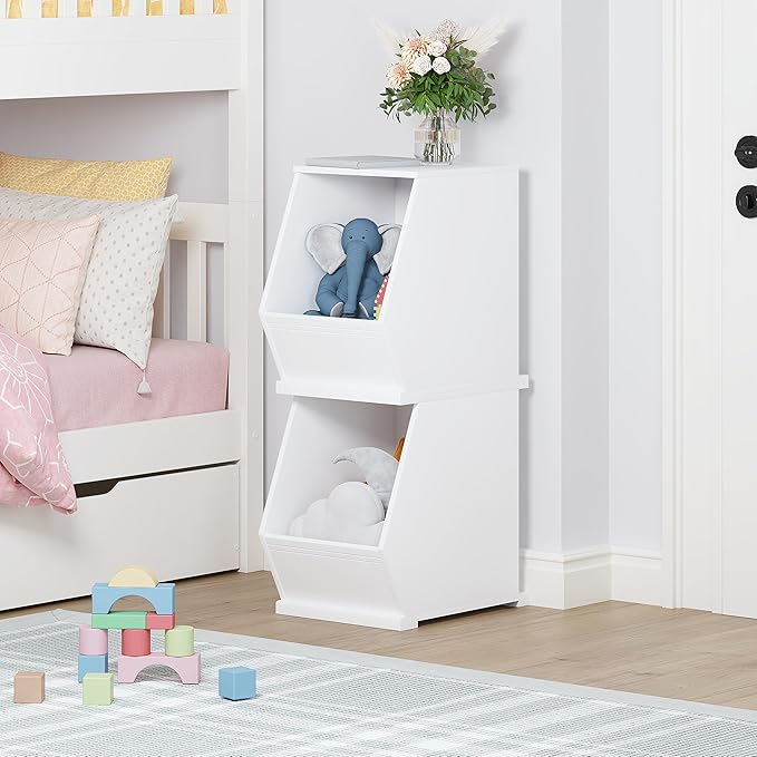 UTEX Toy Storage Organizer for Kids, Stackable Toy Storage Cabinet, Wooden - Image 4