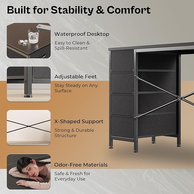 Huuger 63 Inch L Shaped Desk - Image 7