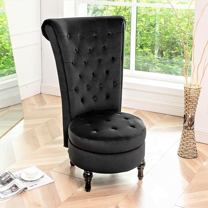 Container Furniture Direct Royal High-Back Velvet Accent Chair - Image 9