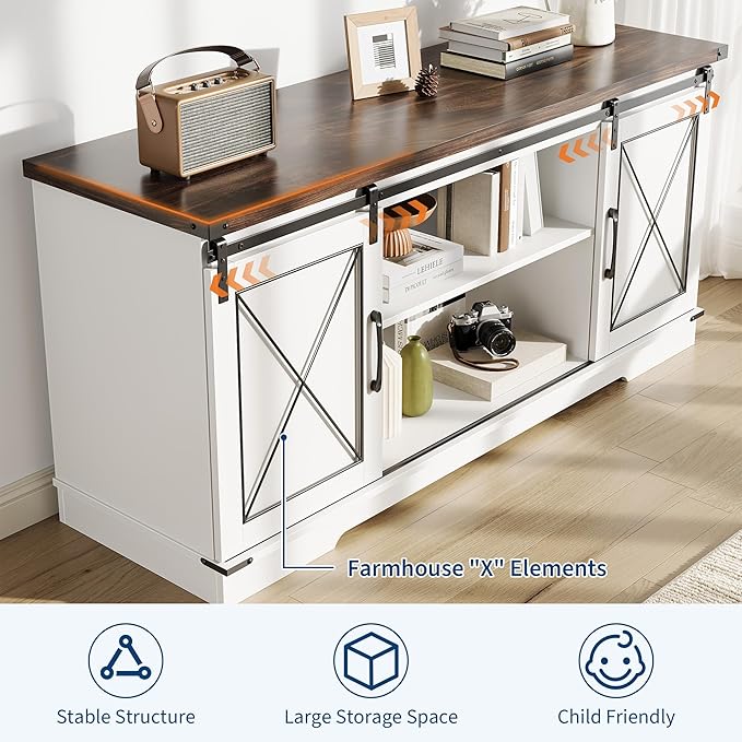 IDEALHOUSE Farmhouse TV Stand and Entertainment Center - Image 3