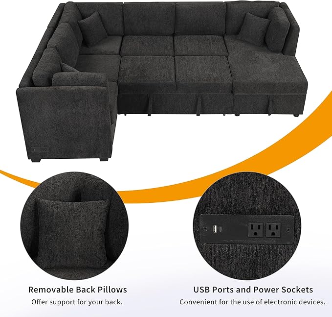 Ball & Cast 108.6" Sleeper Sectional Pull Out Sofa - Image 10