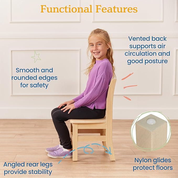 ECR4Kids 30in x 30in Square Hardwood Table and Chair Set, 12in Seat Height - Image 5