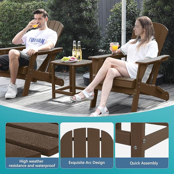 Adirondack Side Table, HDPE Weather Resistant, Wooden Textured - Image 4