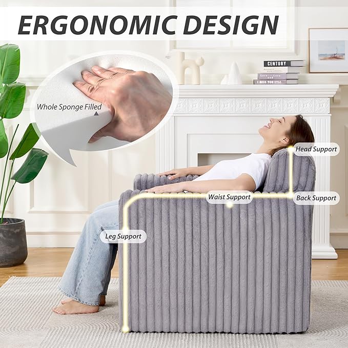 Giant Bean Bag Chair for Adults, Non-Slip Floor Sofa - Image 5