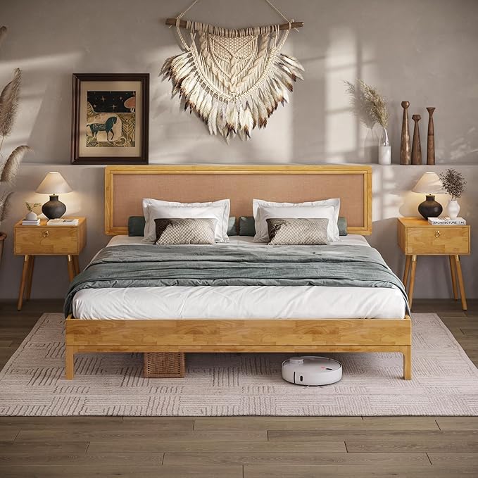 Nipe Platform Bed Frame with Headboard Size King by Bme