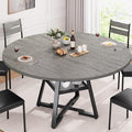 51" Round Dining Table for 6, Kitchen Dining Room Circle Dinner Pedestal Table by JOCOEVOL