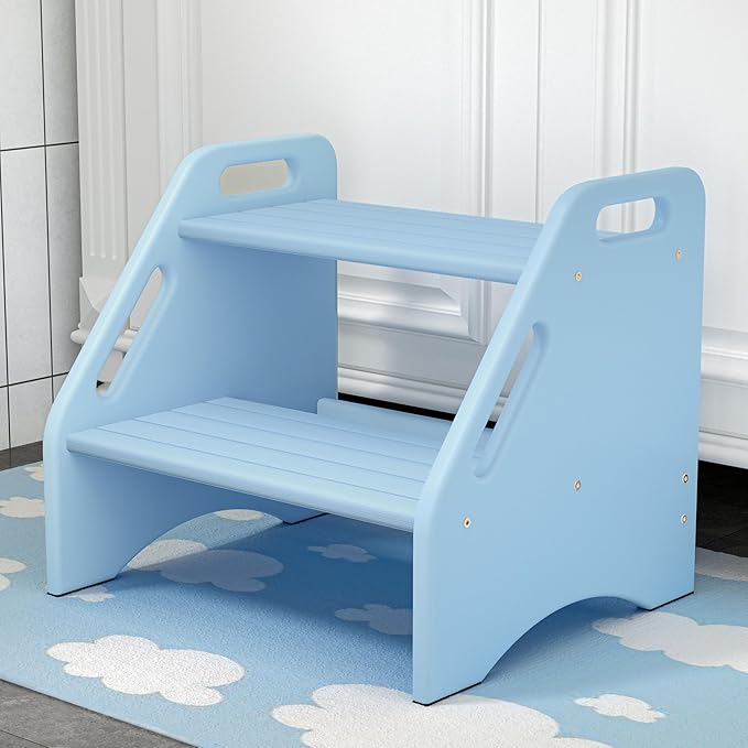 AMBIRD Wooden Step Stool, Two Step Stools 300 lbs Capacity by AMBIRD