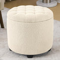 Furniliving Modern Round Storage Ottoman, Button Tufted Ottoman Foot Stools by FurnilivingFurnitureforHome