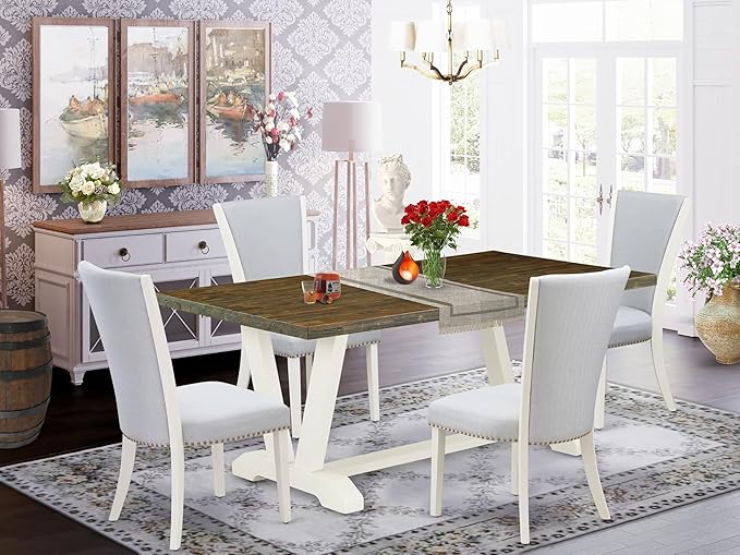 East West Furniture X077VE005-5 5 Piece Dining Room Table Set Includes a - Image 2