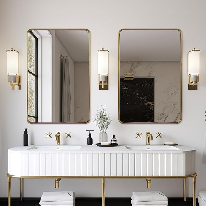 ANDY STAR 48x32 Inch Gold Bathroom Mirror, Brushed Gold Mirrors - Image 3