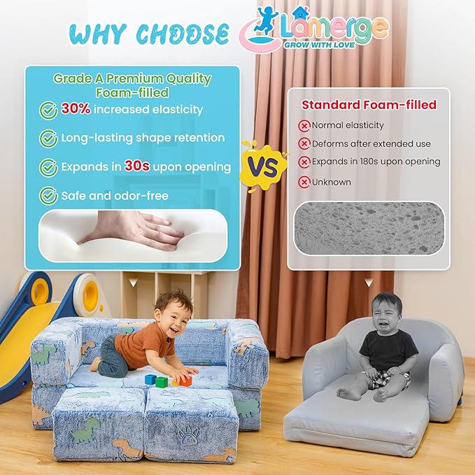 Lamerge Toddler Couch Glow in The Dark Toddler Fold Out Couch - Image 4