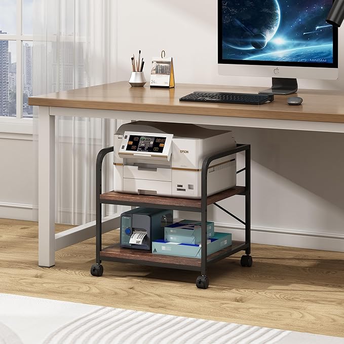 Under Desk Printer Stand, 20 Inches Deep Large Printer Table - Image 5