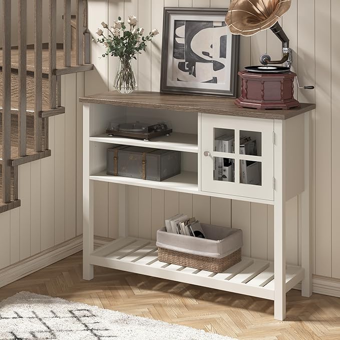 ChooChoo Farmhouse Coffee Bar Cabinet, Buffet Cabinet - Image 4