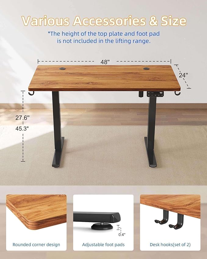 YIHAYO Electric Standing Desk, 48 x 24 Inches Stand Up Desk - Image 3
