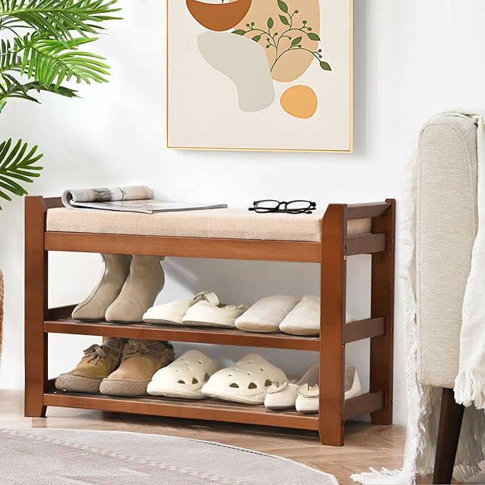 Shoe Rack Bench with Cushion, Shoe Rack - Image 8