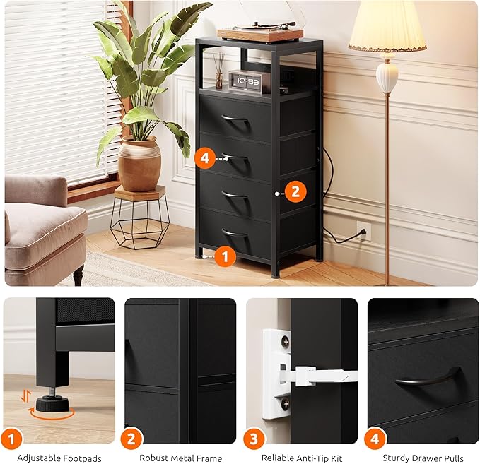 NightStand Bedside Charging Table Bedroom - Image 6