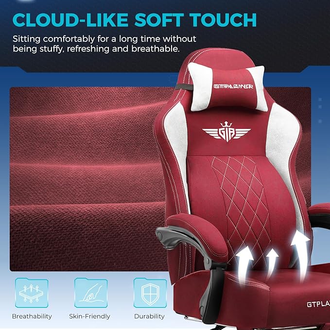 GTPLAYER Big and Tall Gaming Chair Breathable Fabric Computer Chair - Image 5