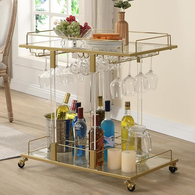 Bar Cart for Home Bar Chrome Serving Cart - Image 4