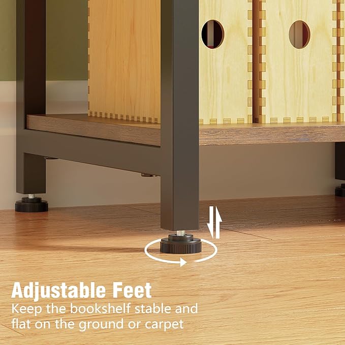 Tohomeor Bookshelf 5 Tier Deformable Corner Bookcase Free Standing Modern - Image 7