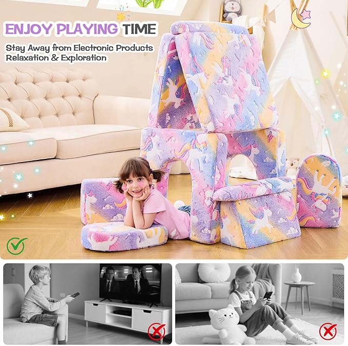 IFNOW Modular Kids Play Couch, Toddler Couch Kids Sofa, Child Sectional Sofa - Image 5