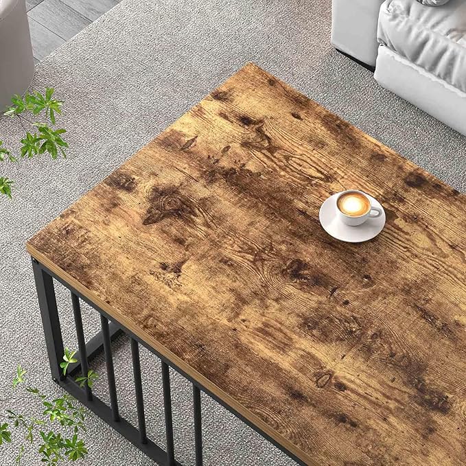 FOLUBAN Coffee Table, Modern Wood and Metal Living Room Table, Industrial - Image 4