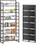 4NM No-Assembly 6 Tiers Folding Bookshelf Storage Shelves Vintage Bookcase by 4NM