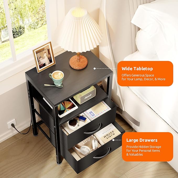 NightStand Bedside Charging Table Bedroom - Image 5