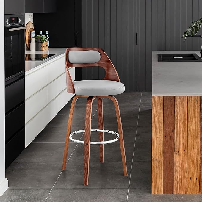 Armen Living Julius Mid Century Modern Swivel Bar Stool - Image 2