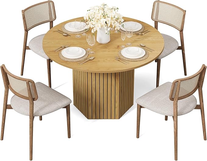 LITTLE TREE Round Wood Dining Table, 47-Inch Small Dining Table by LITTLETREE