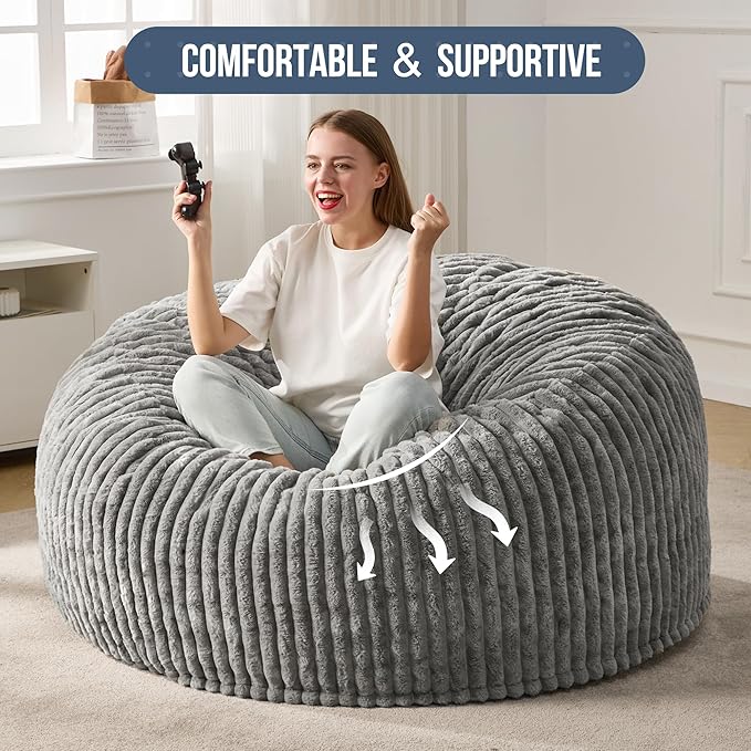 Hobestluk 5ft Bean Bag Chairs for Adults Large Beanbag Chair - Image 5