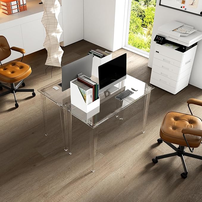 HMYHUM Acrylic Computer Desk, 43.3 Inch, Easy Assembly, 19.7" W x 29.5" H - Image 7