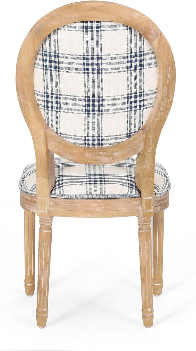 Christopher Knight Home Phinnaeus Dining Chair Set, Dark Blue Plaid + Natural - Image 10