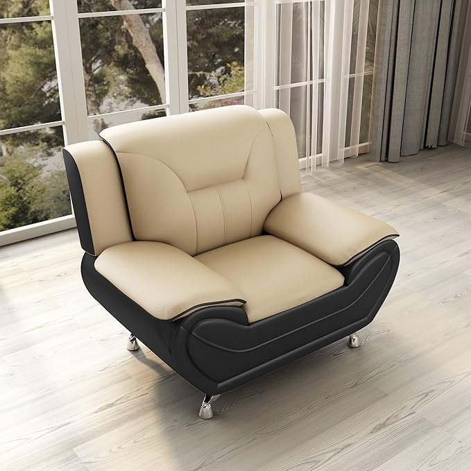 Container Furniture Direct Michael Modern Faux Leather Upholstered Stainless - Image 22