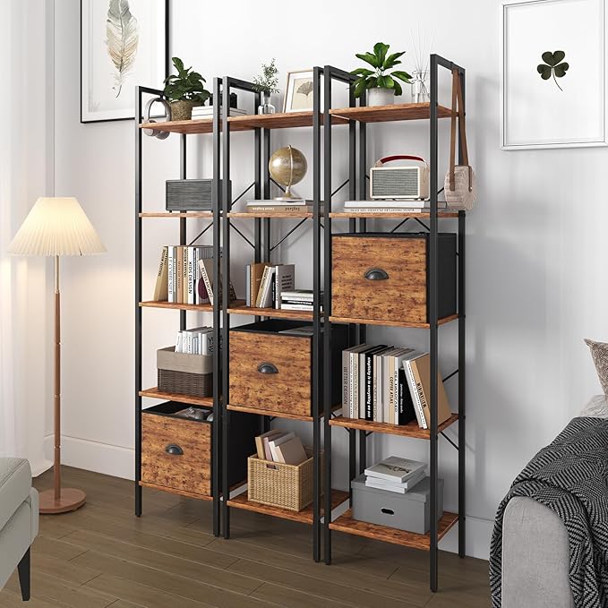 5 Tier Bookshelves, Tall Narrow Bookcases - Image 6