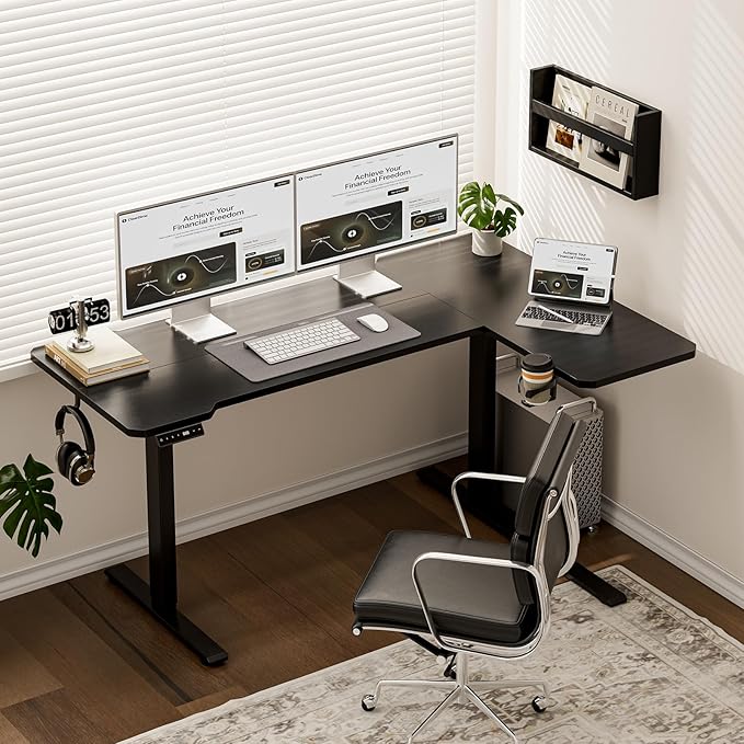 51" Reversiable L-Shaped Electric Standing Desk Adjustable Height Gaming Stand - Image 2