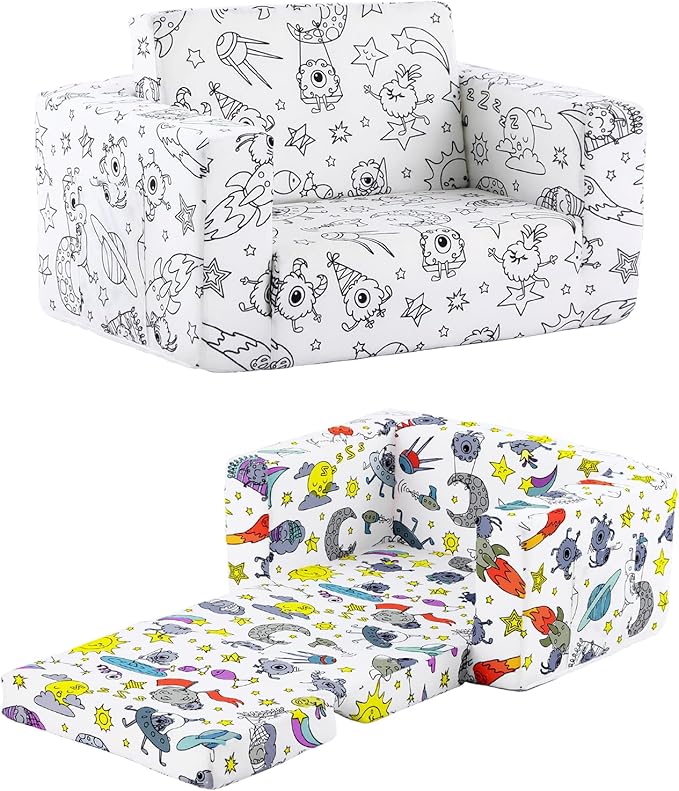 Tiita Kids Sofa Couch, Convertible Children Couch to Lounger, Toddler Comfy Sofa by TiitaHome