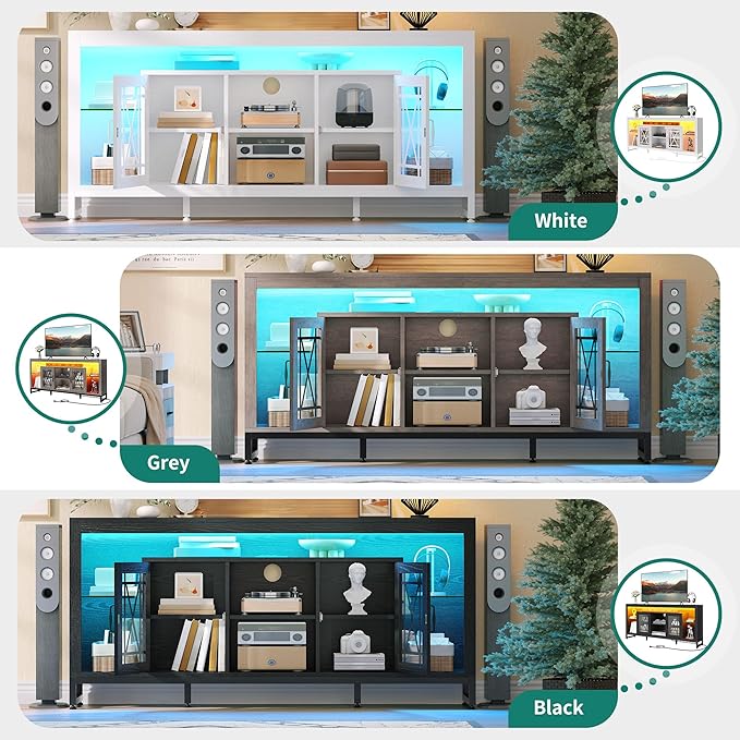 YITAHOME 33.5'' Tall TV Stand for 75 inch TV, LED Entertainment Center - Image 3