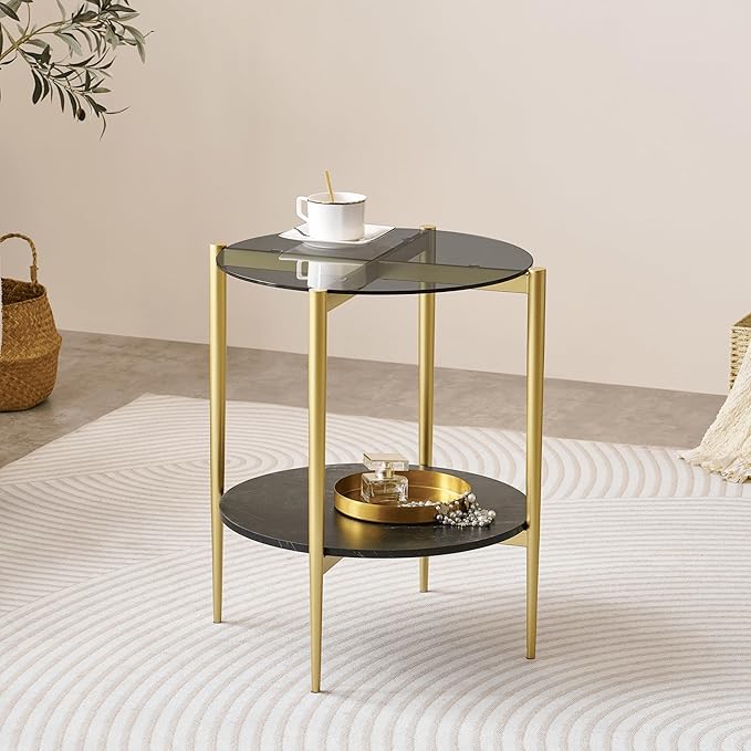 Round Glass End Table, Mid-Century Modern Design Sofa Table - Image 3