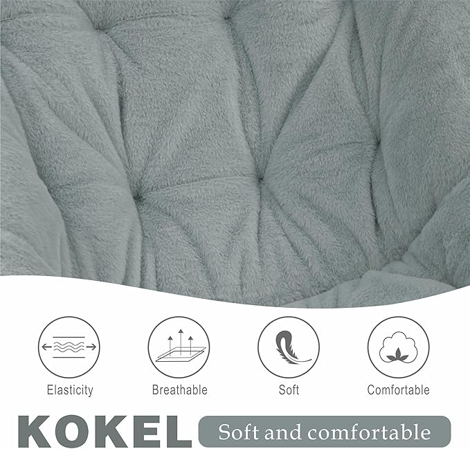 Kokel Plush Folding Chair and Ottoman Padded Metal Frame Living Room Chair - Image 5