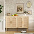 Buffet Cabinet with Storage, KitchenSideboard Cabinet with 4 Rattan Decorated by ChicFurnit