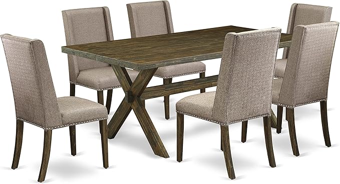East West Furniture X777FL716-7 7 Piece Dining Room Table Set Consist of a - Image 2