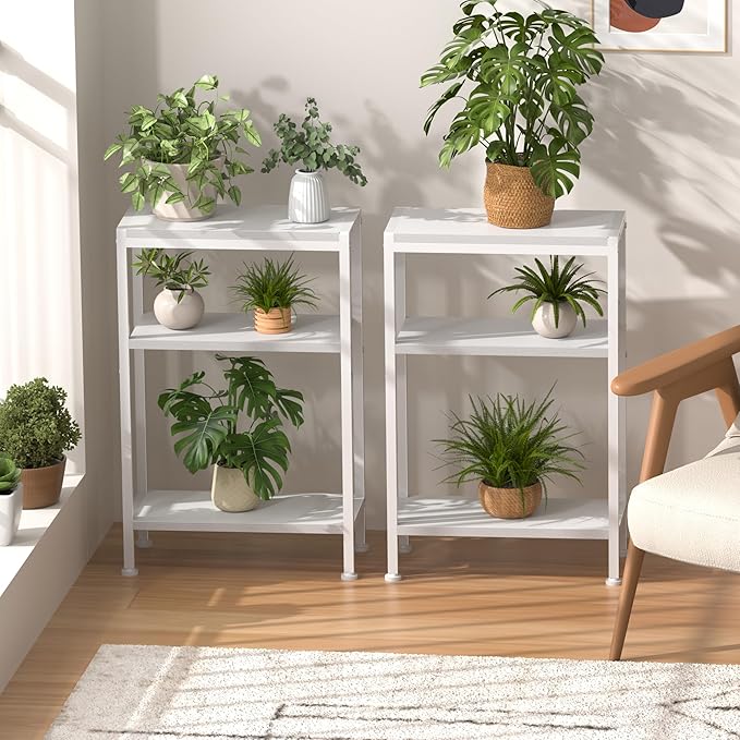 Narrow Side Table for Small Space Set of 2, 3-Tier Small End Table - Image 9