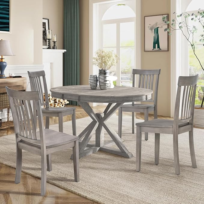 COLAMY Wooden Dining Chairs Set of 6, Spindle High Back Windsor Kitchen Side - Image 2