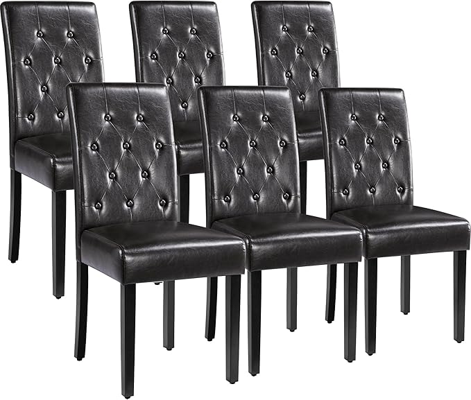 Yaheetech Dining Chairs Set of 6 Modern Style Faux Leather Dining Room Chairs by Yaheetech