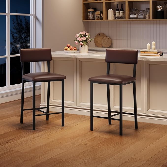 Garvee Bar Stools Set of 2, Kitchen Barstools - Image 4