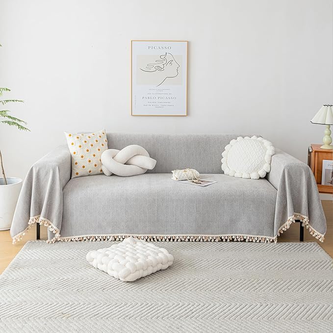 HANDONTIME Grey Sofa Cover for 3 Seat Couch by HANDONTIME